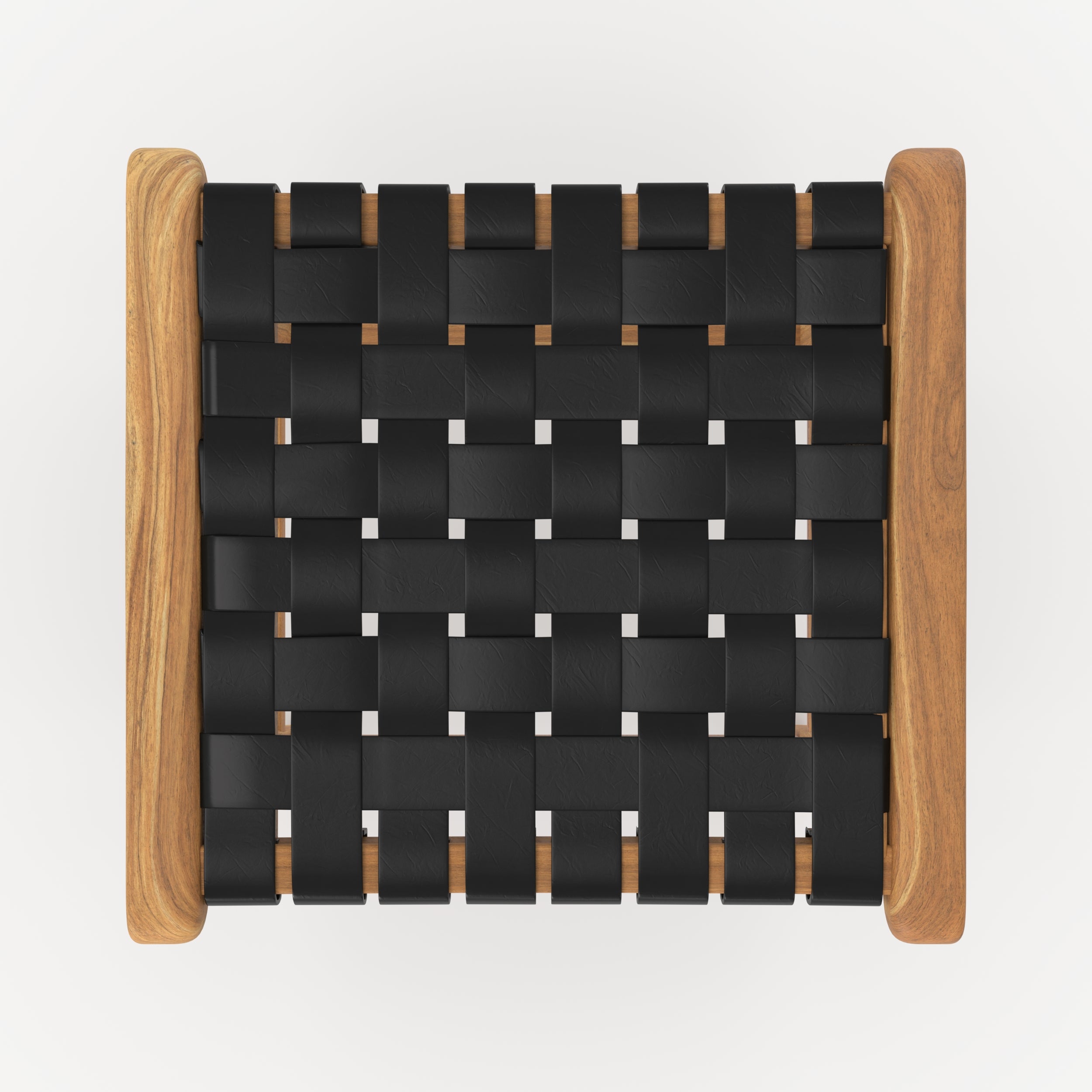 Assise en cuir tressé noir du tabouret de bar Kuna vue de dessus - Maison Pavane
