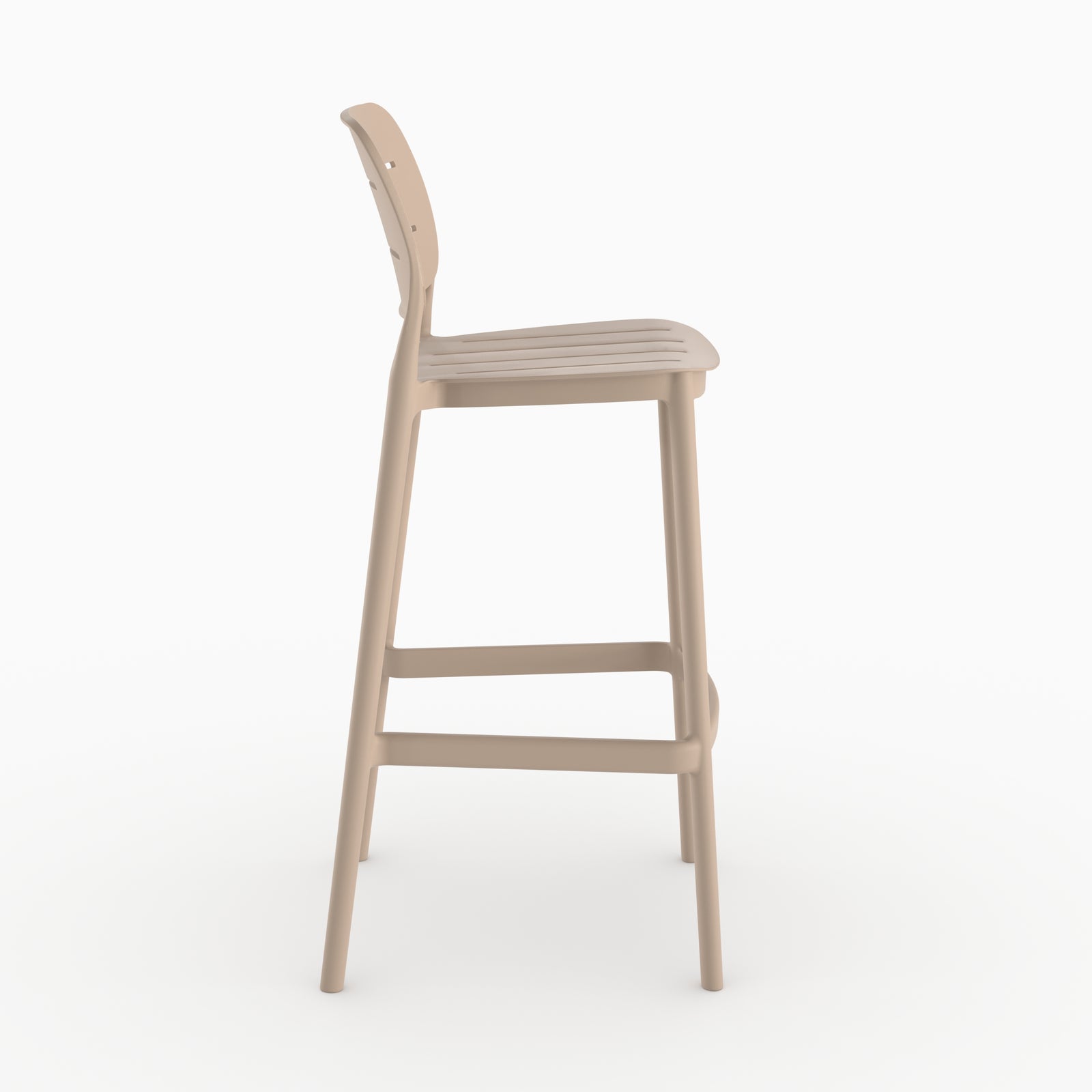 Tabouret bar Lola beige plastique vue detaillee face