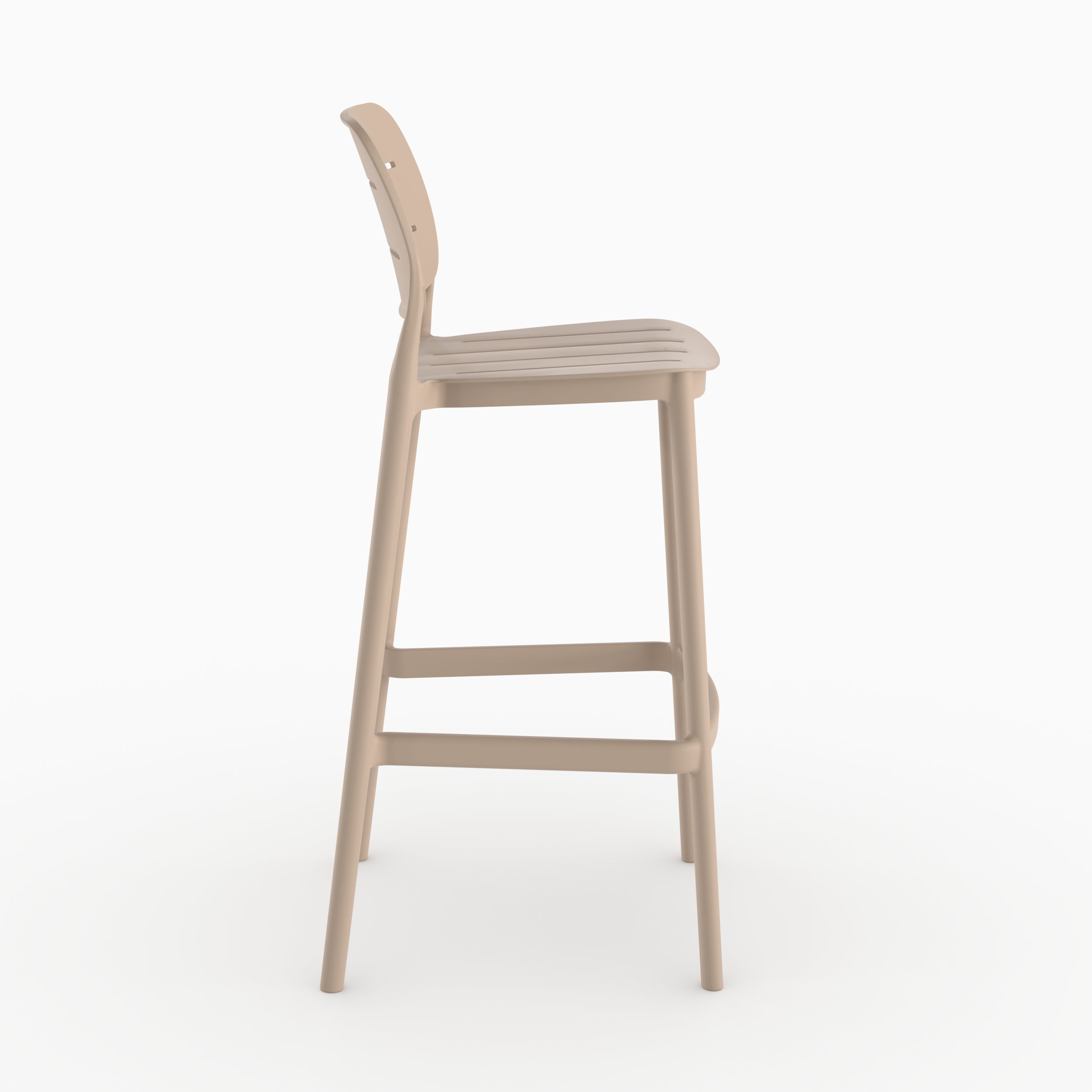 Tabouret bar Lola beige plastique vue detaillee face