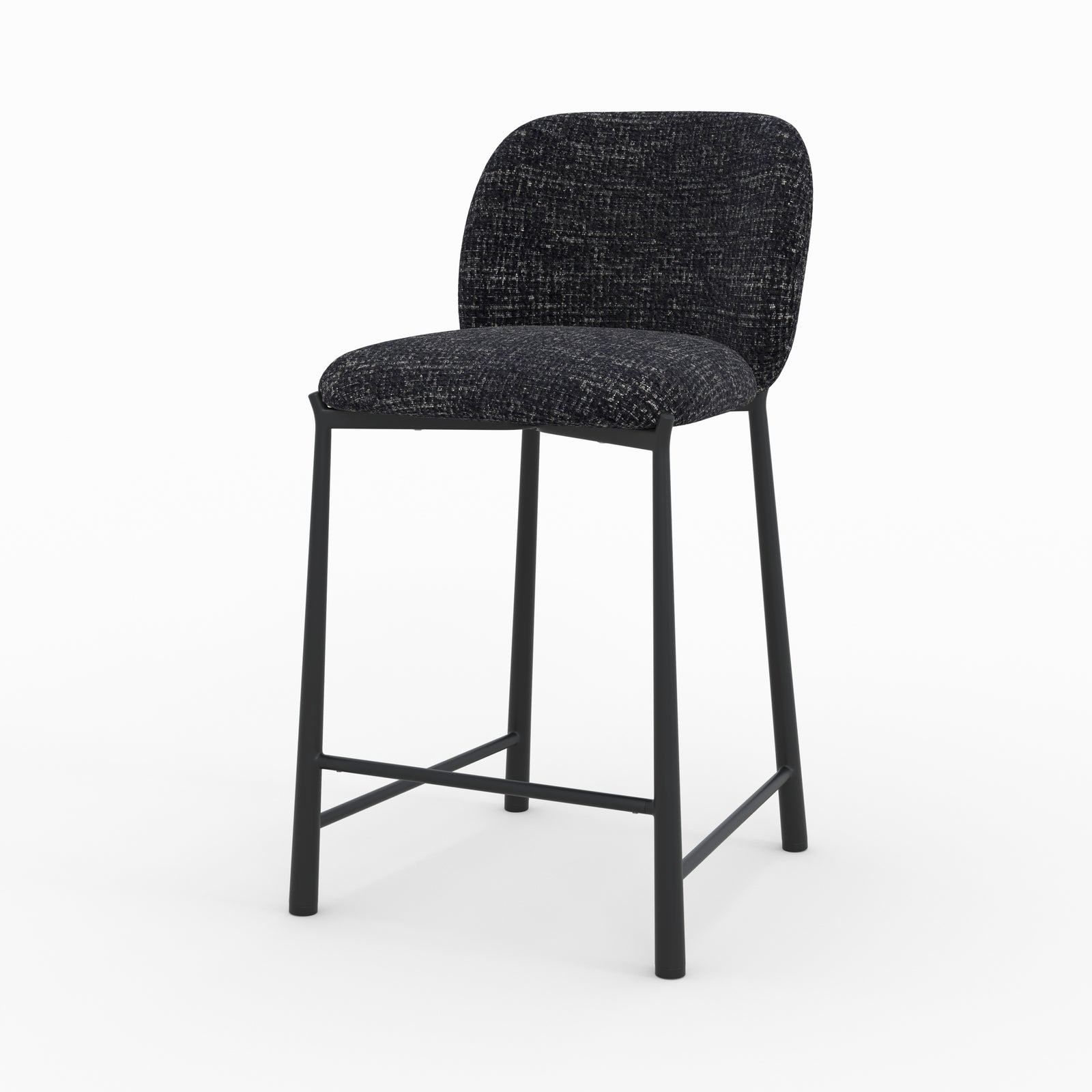 Tabouret Bento ilot central tissu texture noir confort vue trois quarts avant