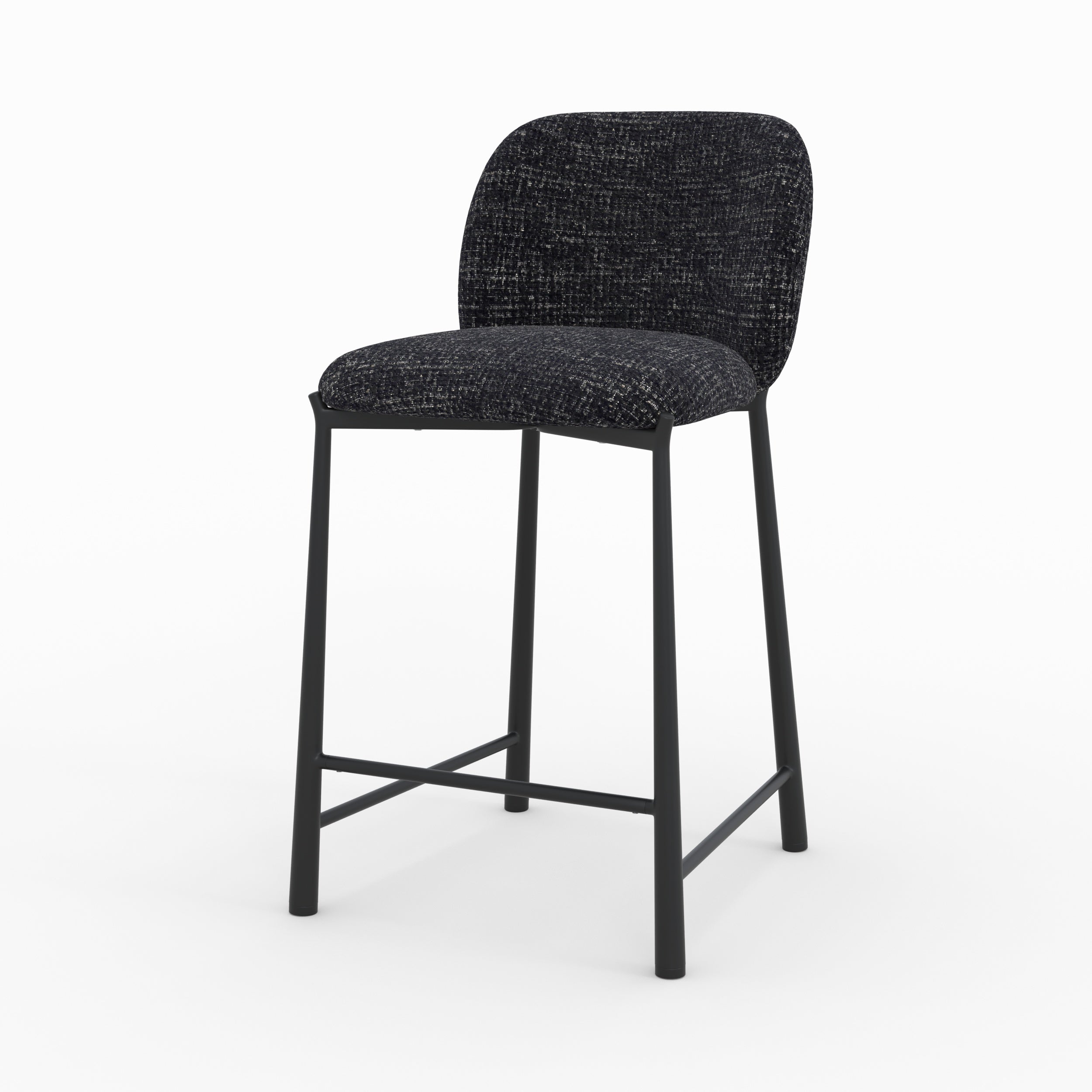 Tabouret Bento ilot central tissu texture noir confort vue trois quarts avant