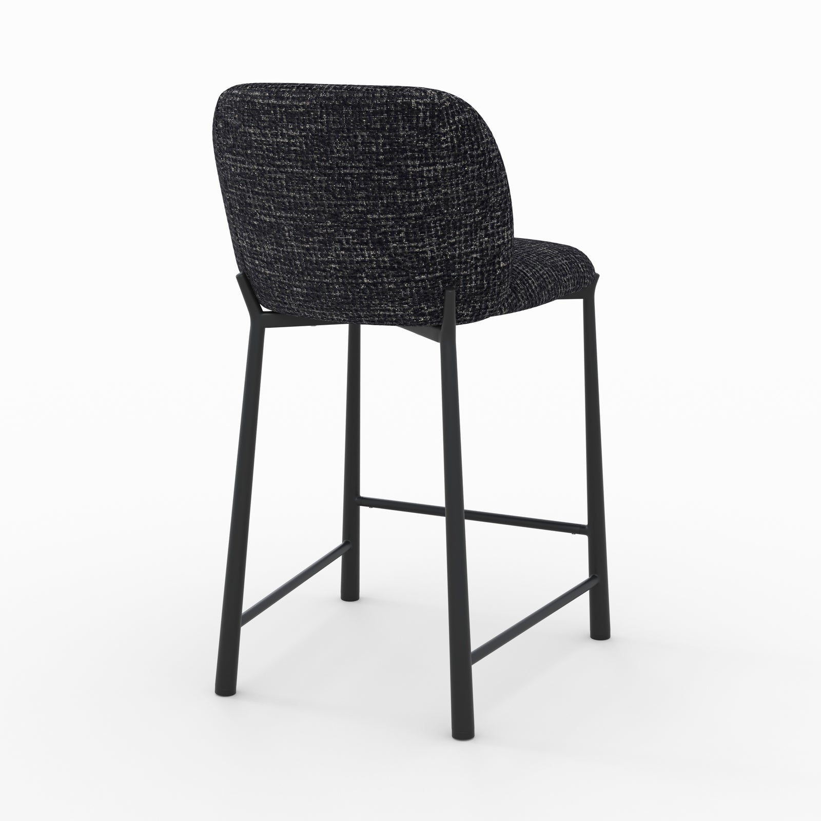 Tabouret Bento noir confort ilot central tissu texture vue trois quarts arrière