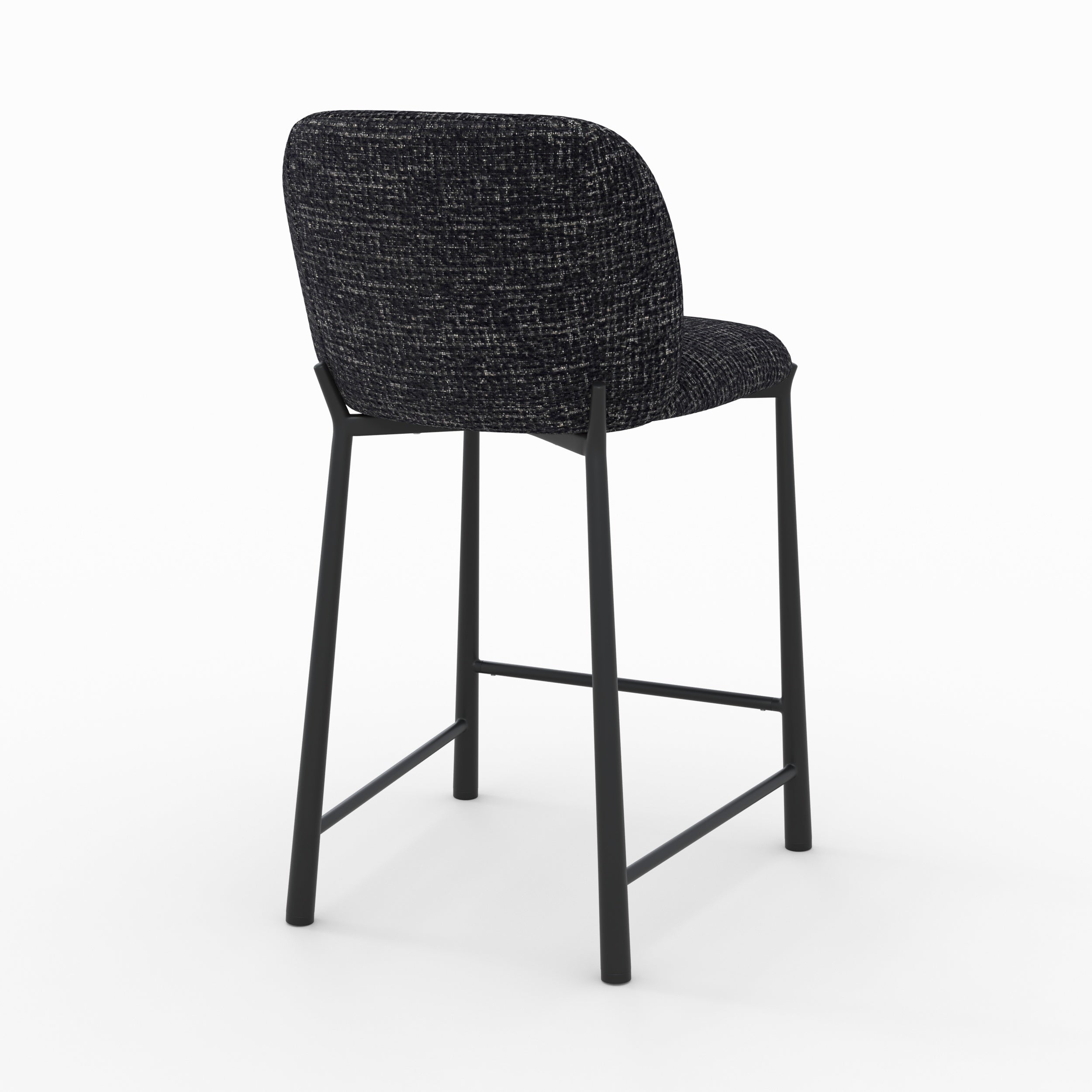 Tabouret Bento noir confort ilot central tissu texture vue trois quarts arrière