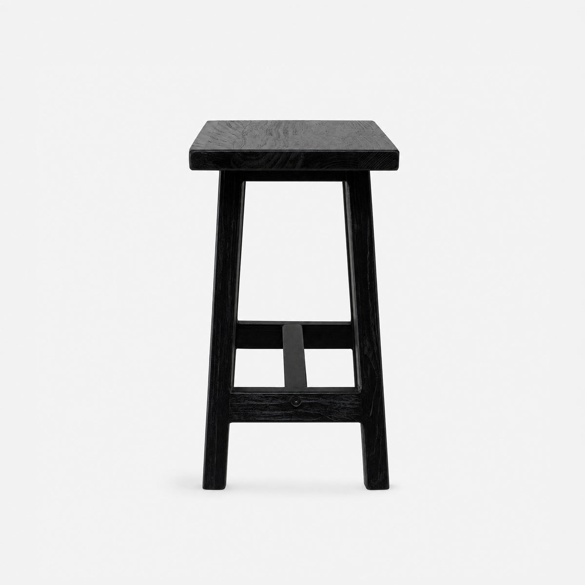 Tabouret Dao en bois de teck recyclé noir, vue de profil - Maison Pavane