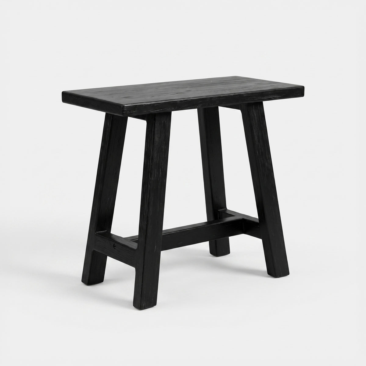 Tabouret Dao en bois de teck recyclé noir - Maison Pavane