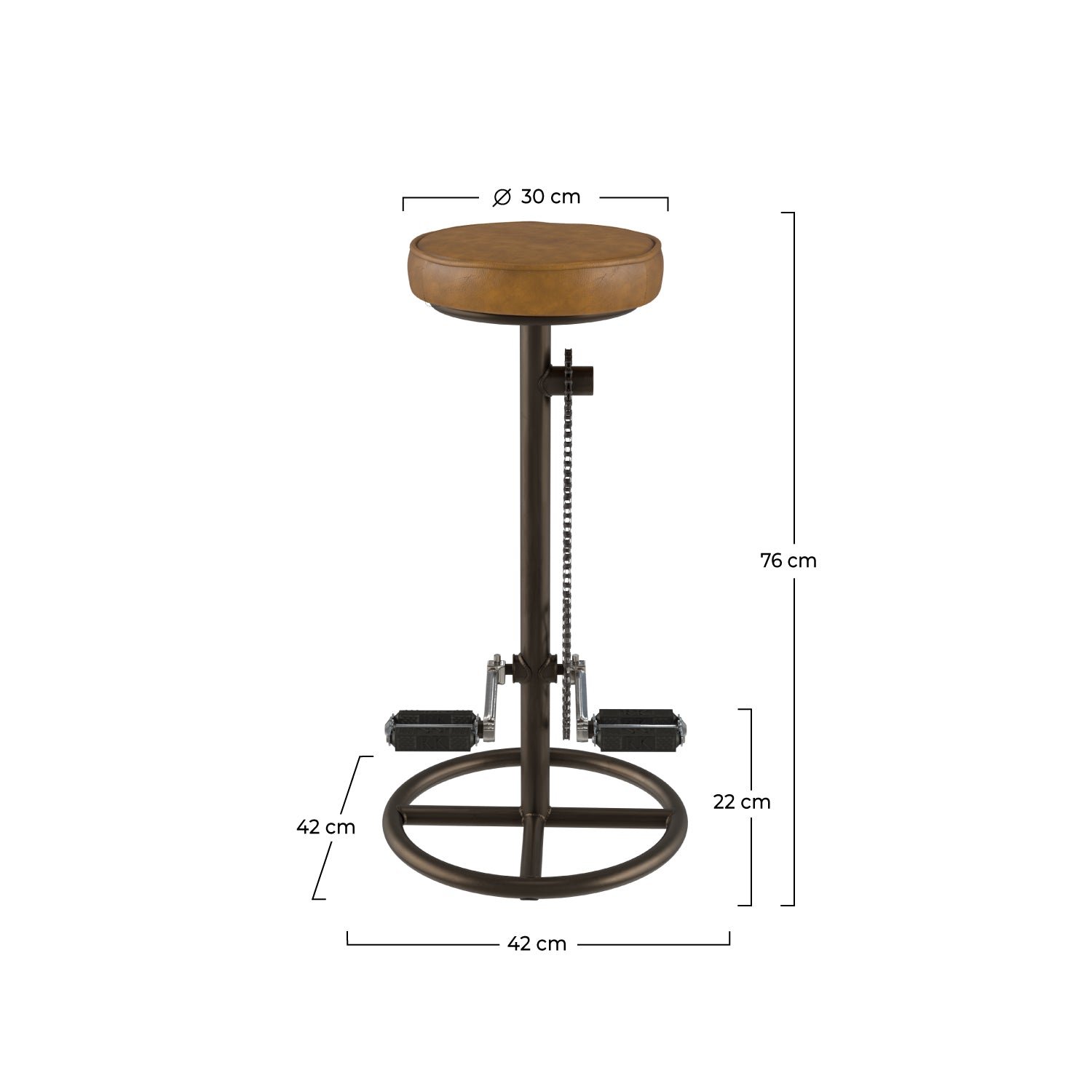 sgabello da bar in pelle marrone 73 cm gaya indus