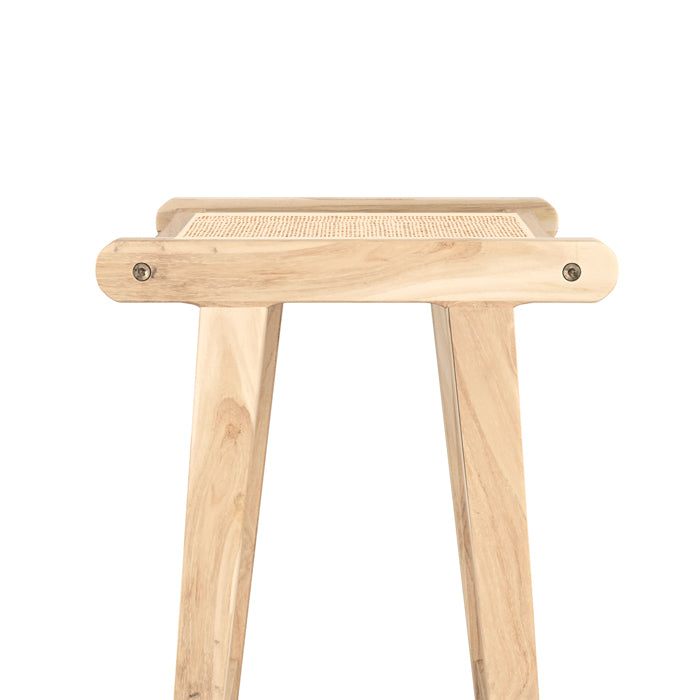sgabello da bar in teak rattan naturale 66 cm