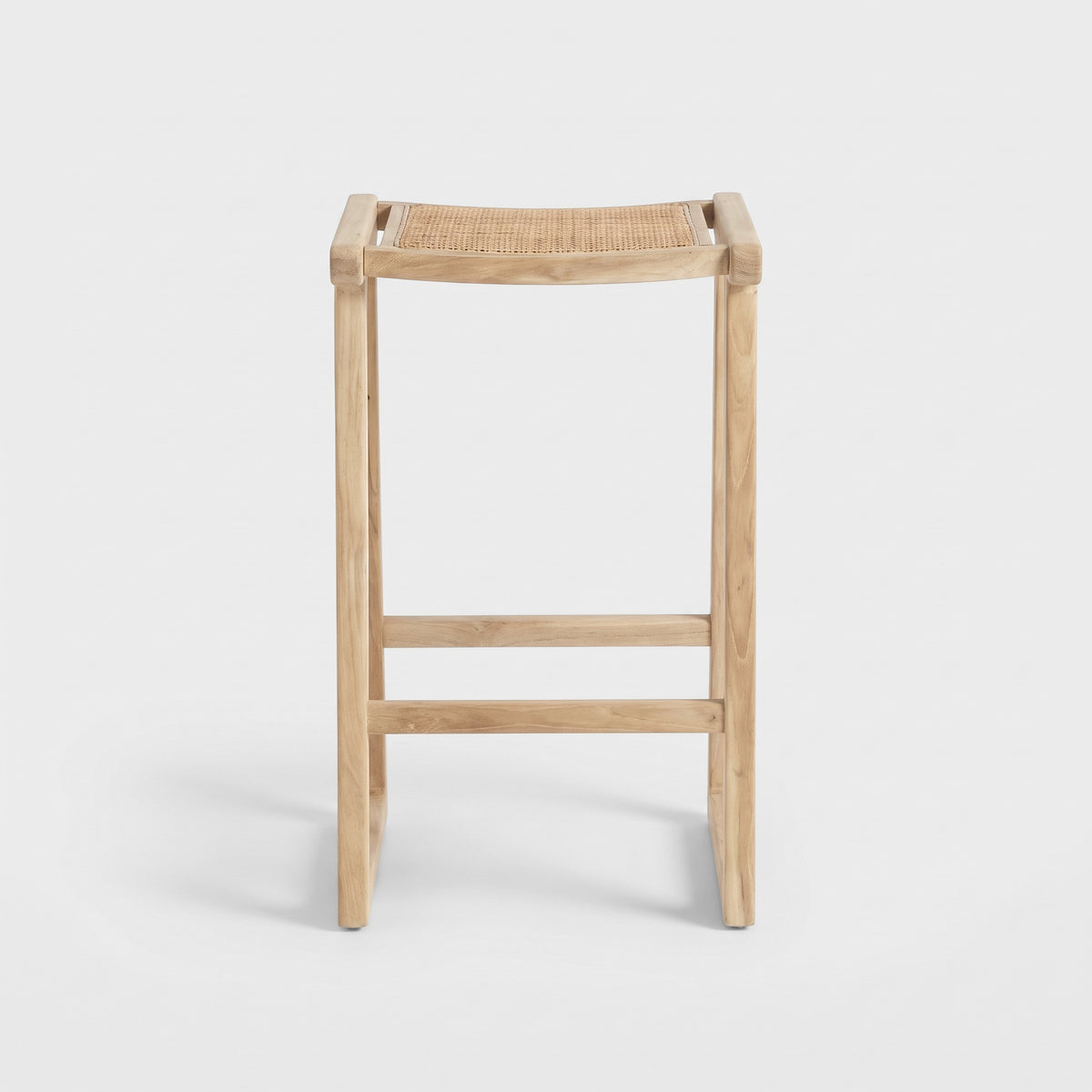 Tabouret de bar Haida teck rotin naturel 66 cm vue de face – Maison Pavane