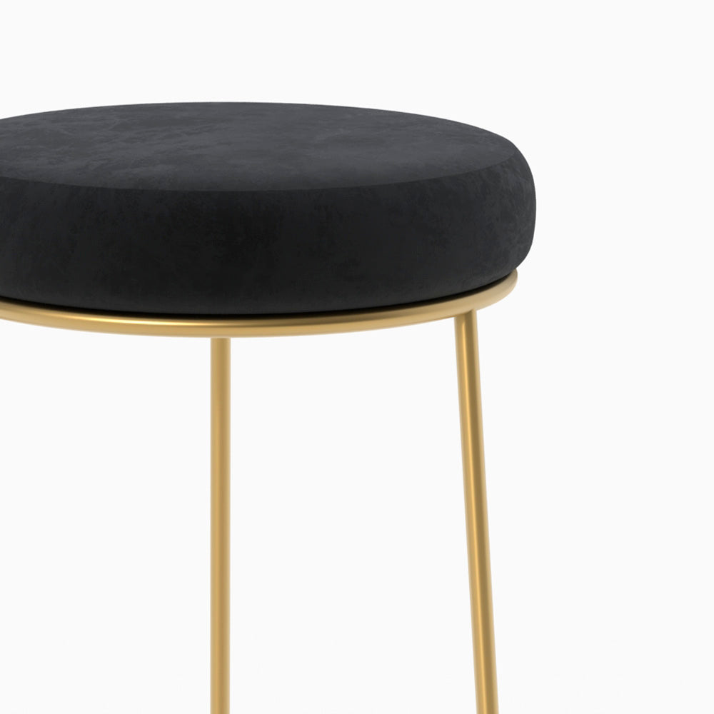 tabouret de bar kendal en velours noir et pieds dores 73 cm lot 2
