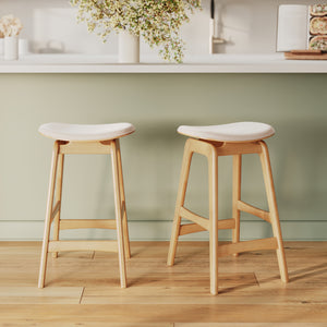 sgabello da bar in tessuto beige e legno 65