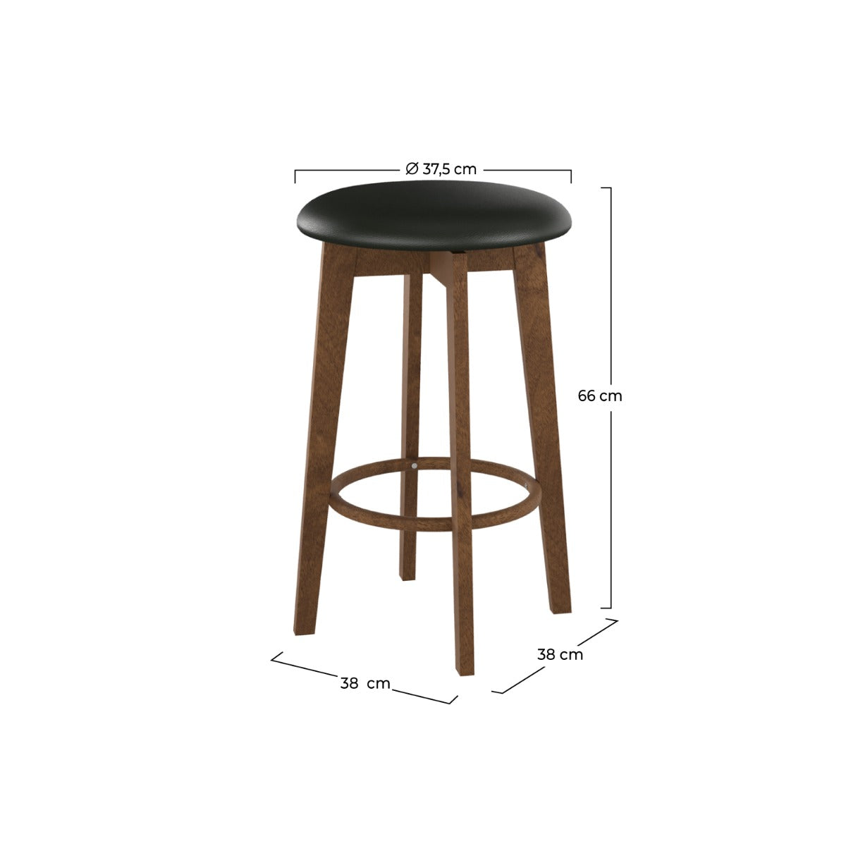 sgabello da bar vahina nero e legno scuro 66 cm set di 2