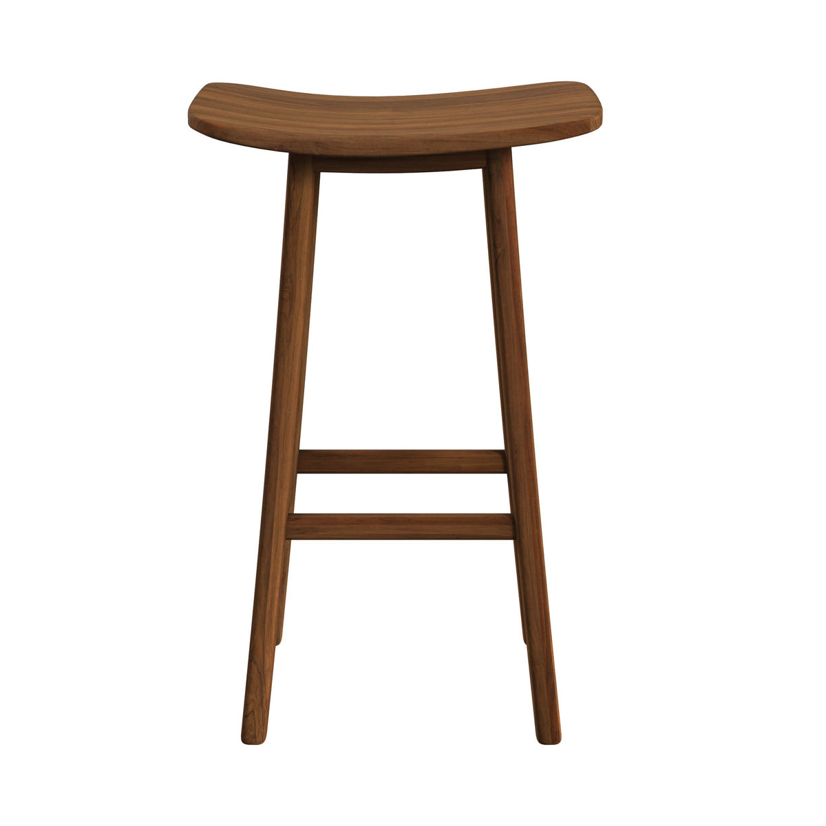 Tabouret de bar Vittoria en bois de teck 77 cm, vue de face - Maison Pavane