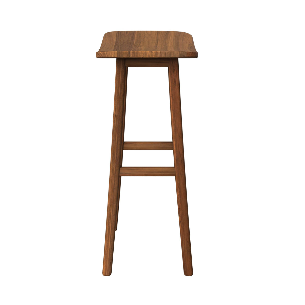Tabouret de bar Vittoria en bois de teck 77 cm, vue de profil - Maison Pavane