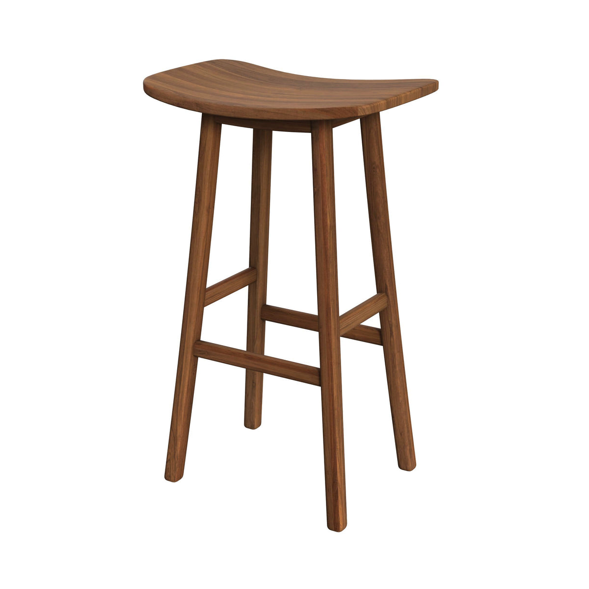 Tabouret de bar Vittoria en bois de teck 77 cm, vue de trois-quarts - Maison Pavane