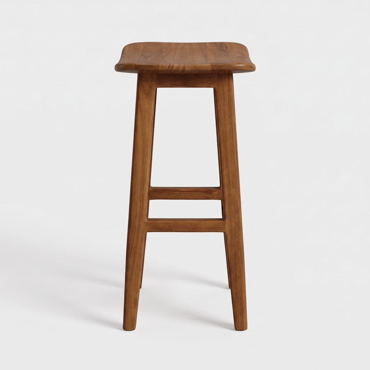 Tabouret de bar Vittoria en bois de teck 65 cm, vue de profil - Maison Pavane