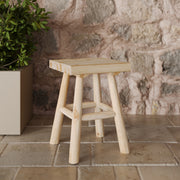 tabouret de jardin en bois de teck clair hauteur 40 cm makam