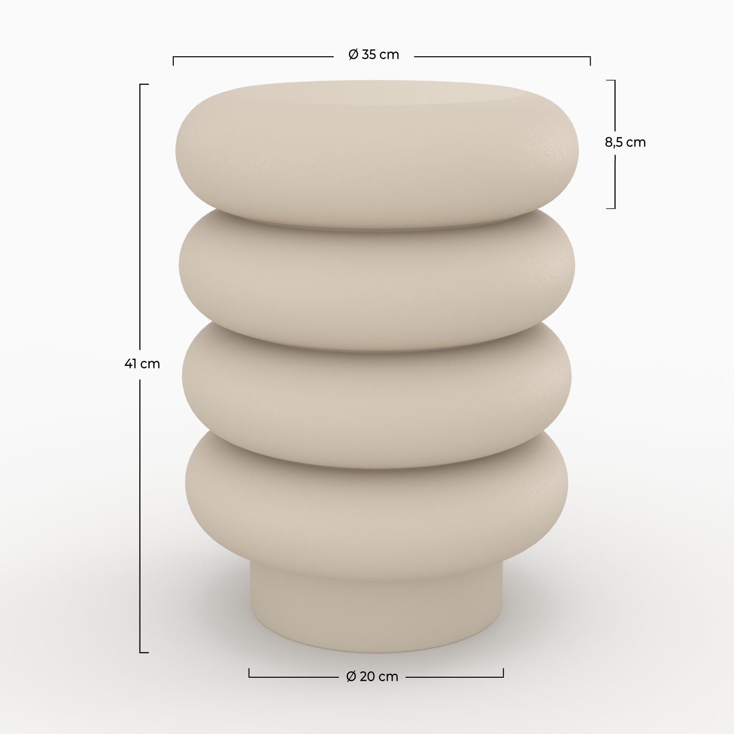 sgabello in metallo grigio sovrapposto fecilie rotondo