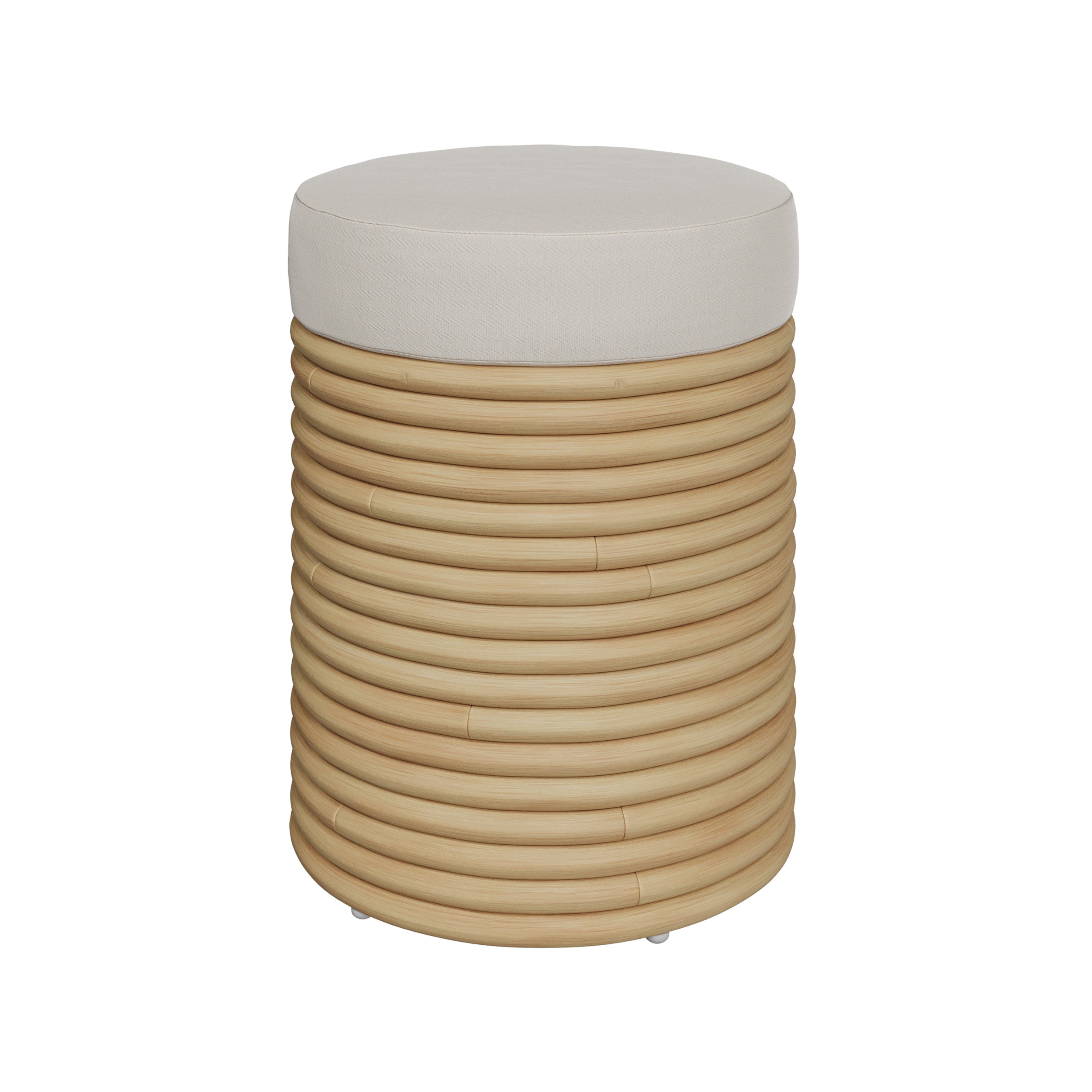 sgabello in rattan e tessuto crema altezza 45 cm thea