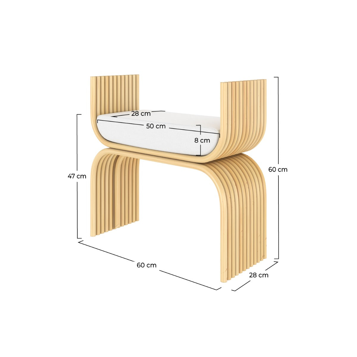 sgabello in rattan naturale reane
