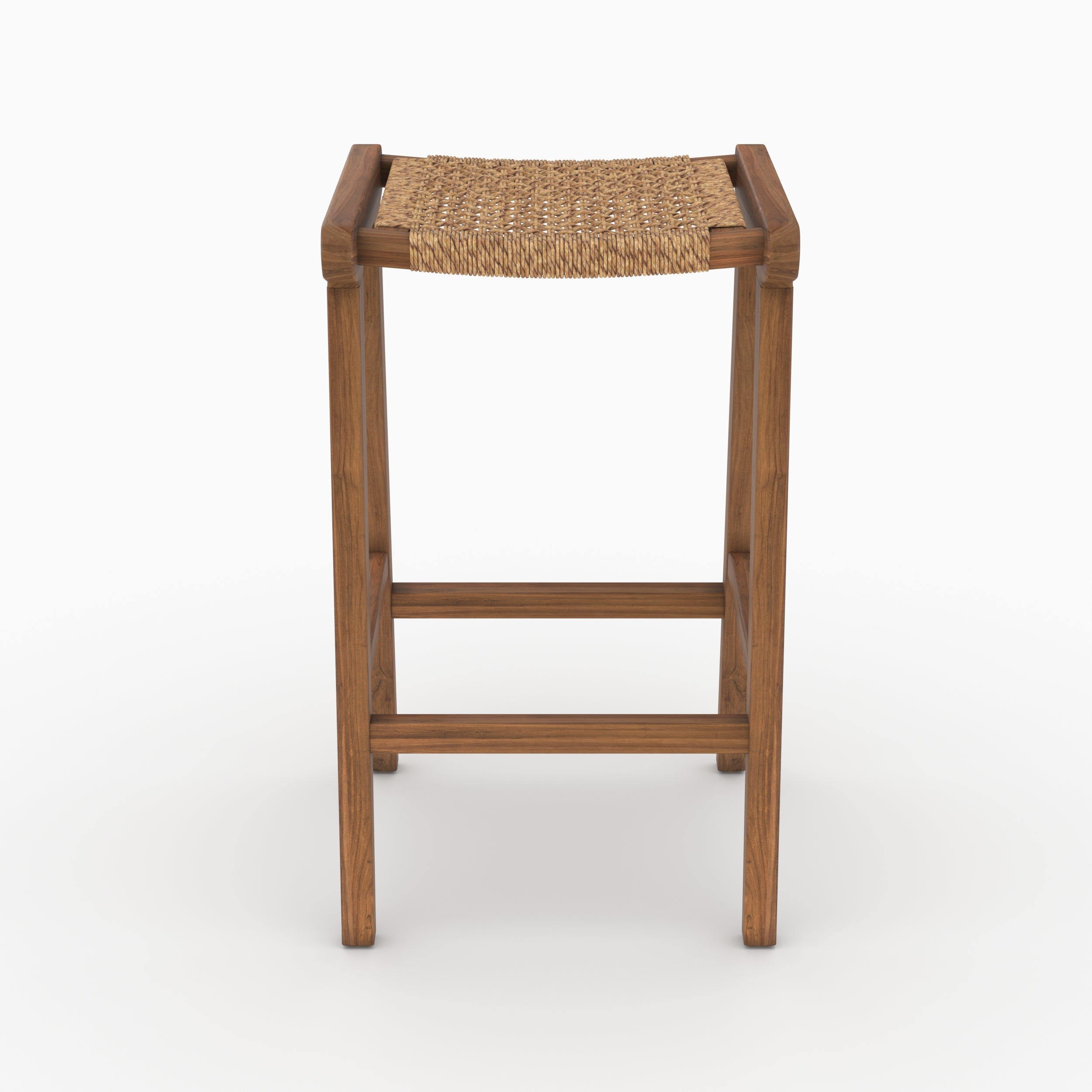 Tabouret hauteur ilot Omaha teck tissage synthétique vernis