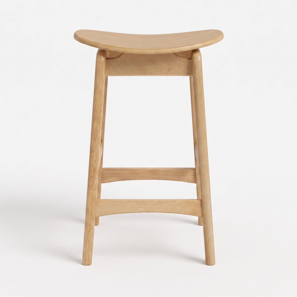 Tabouret pour îlot central Jude 63 cm en bois clair, vue de face - Maison Pavane