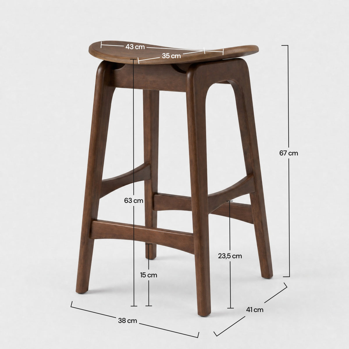 Dimensions du tabouret pour îlot central Jude 63 cm en bois foncé - Maison Pavane