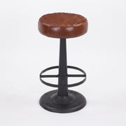 Tabouret pour îlot central Lucien 65 cm en cuir de buffle marron foncé - Maison Pavane