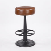 Tabouret pour îlot central Lucien 65 cm en cuir de buffle marron - Maison Pavane