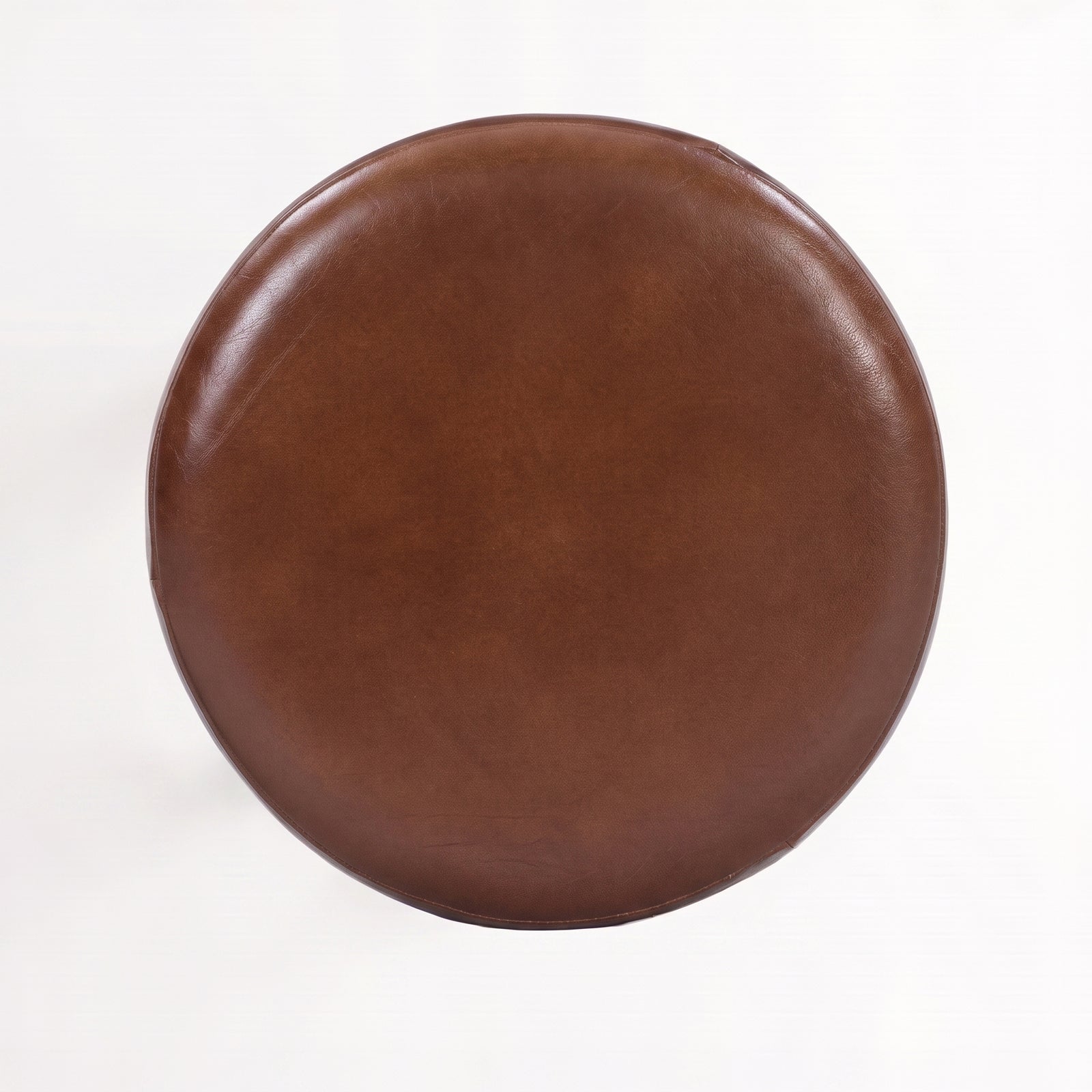 Tabouret pour îlot central Malo 65 cm en cuir de buffle marron foncé, vue de dessus - Maison Pavane