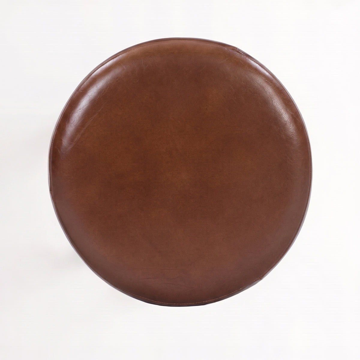 Tabouret pour îlot central Malo 65 cm en cuir de buffle marron foncé, vue de dessus - Maison Pavane