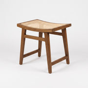 Tabouret Jacques en teck et cannage en rotin 47 cm - Maison Pavane