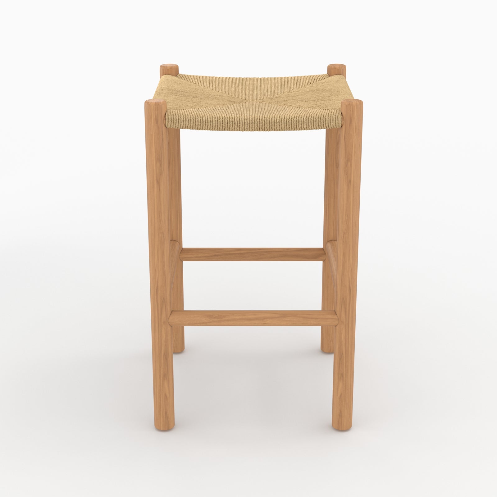 sgabello kira per isola centrale 65 cm in teak e rattan fondo beige