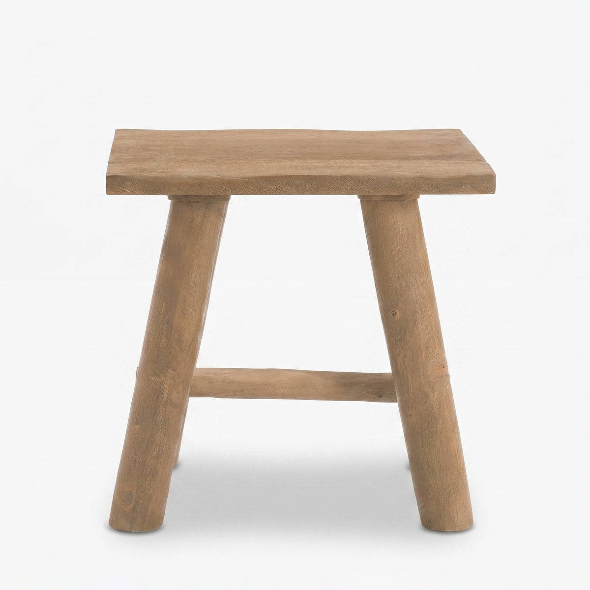 Tabouret Toxis en bois de manguier marron 46 cm, vue de face - Maison Pavane