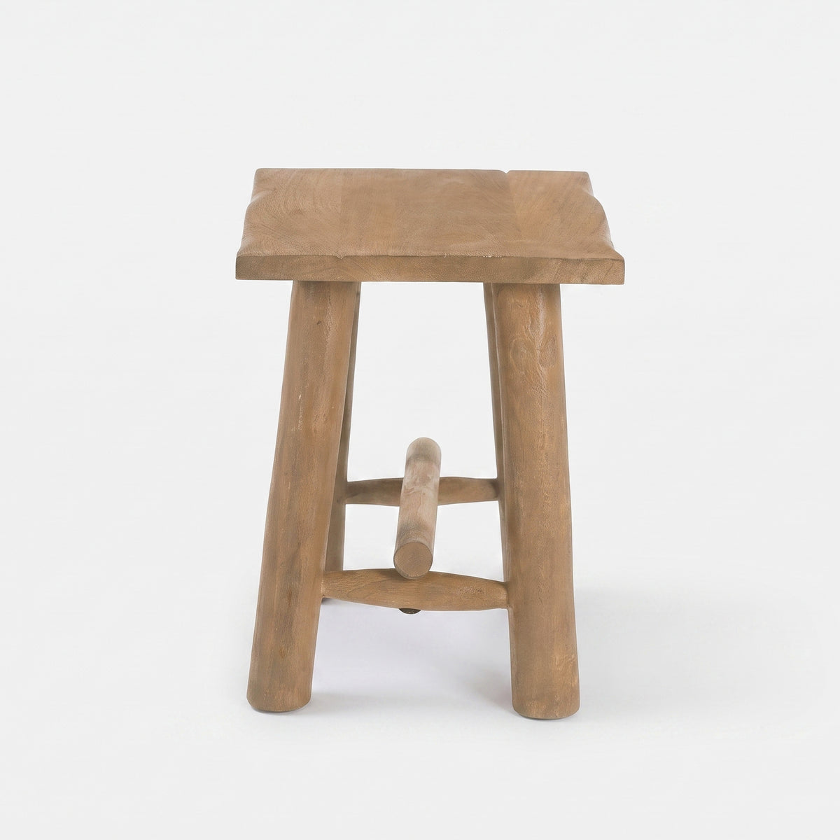 Tabouret Toxis en bois de manguier marron 46 cm, vue de profil - Maison Pavane