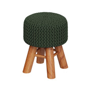 Petit tabouret tricot Lisa vert kaki