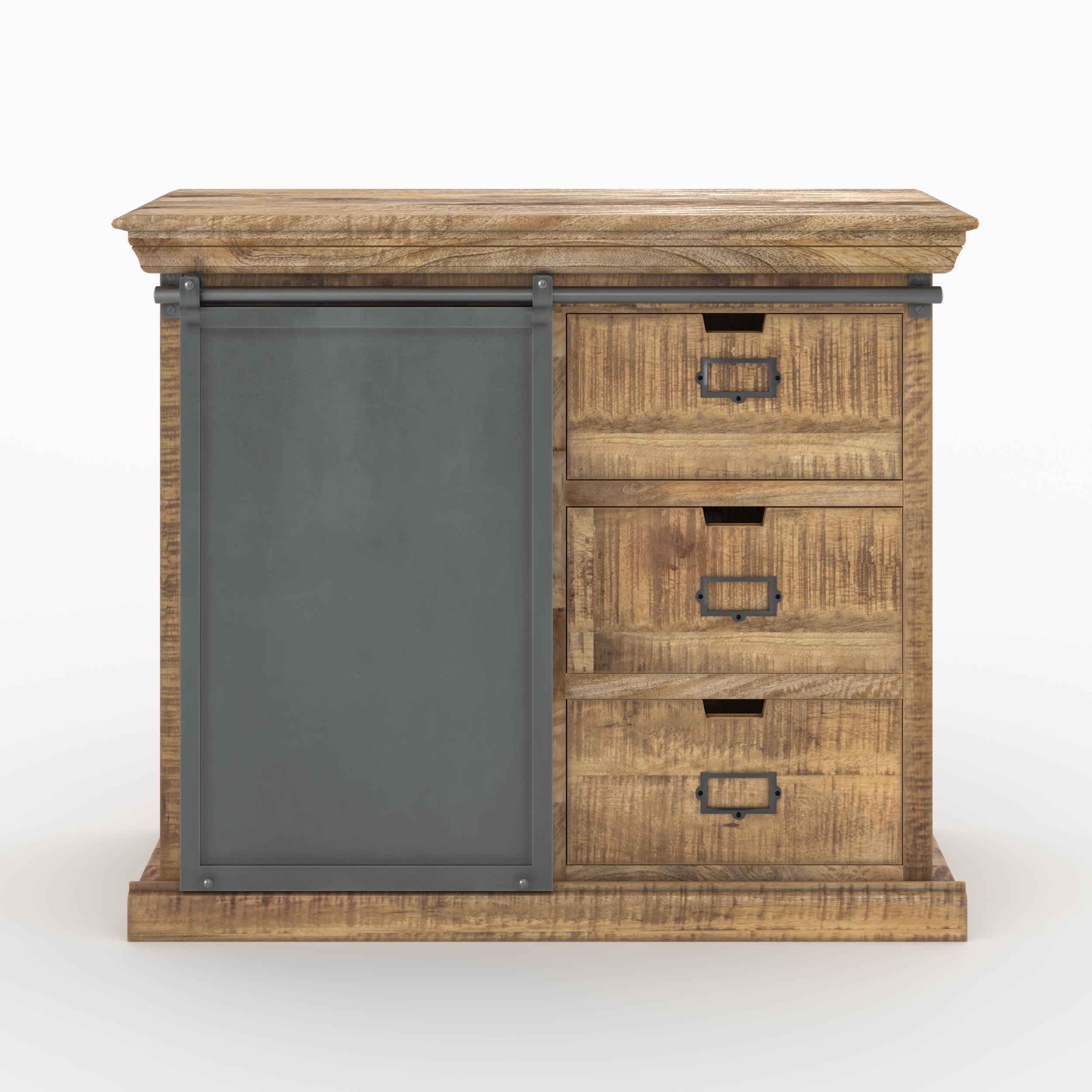 tabuk pack 2 buffets metal gris et bois de manguier