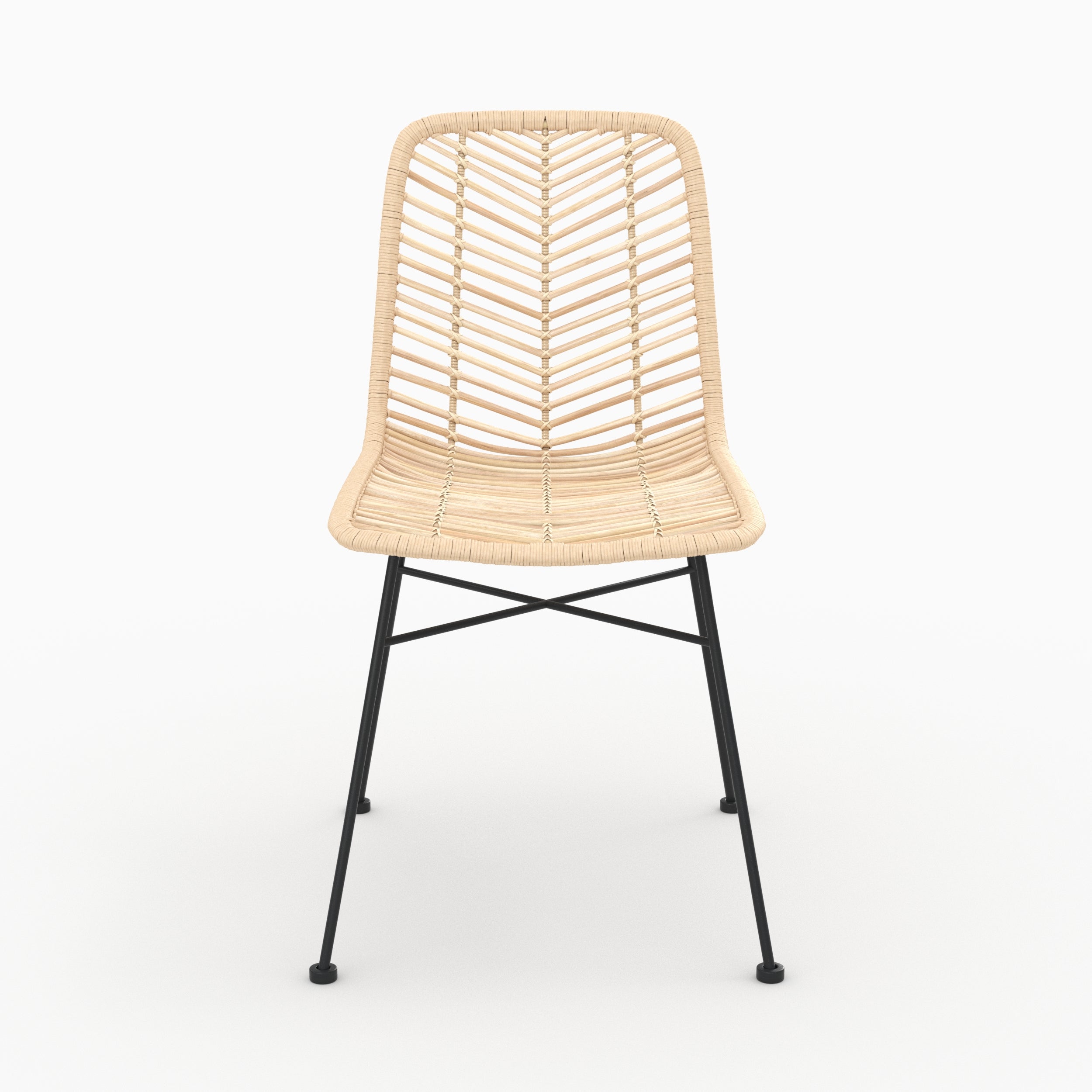 tamara sedia in rattan naturale piedi neri set di 2
