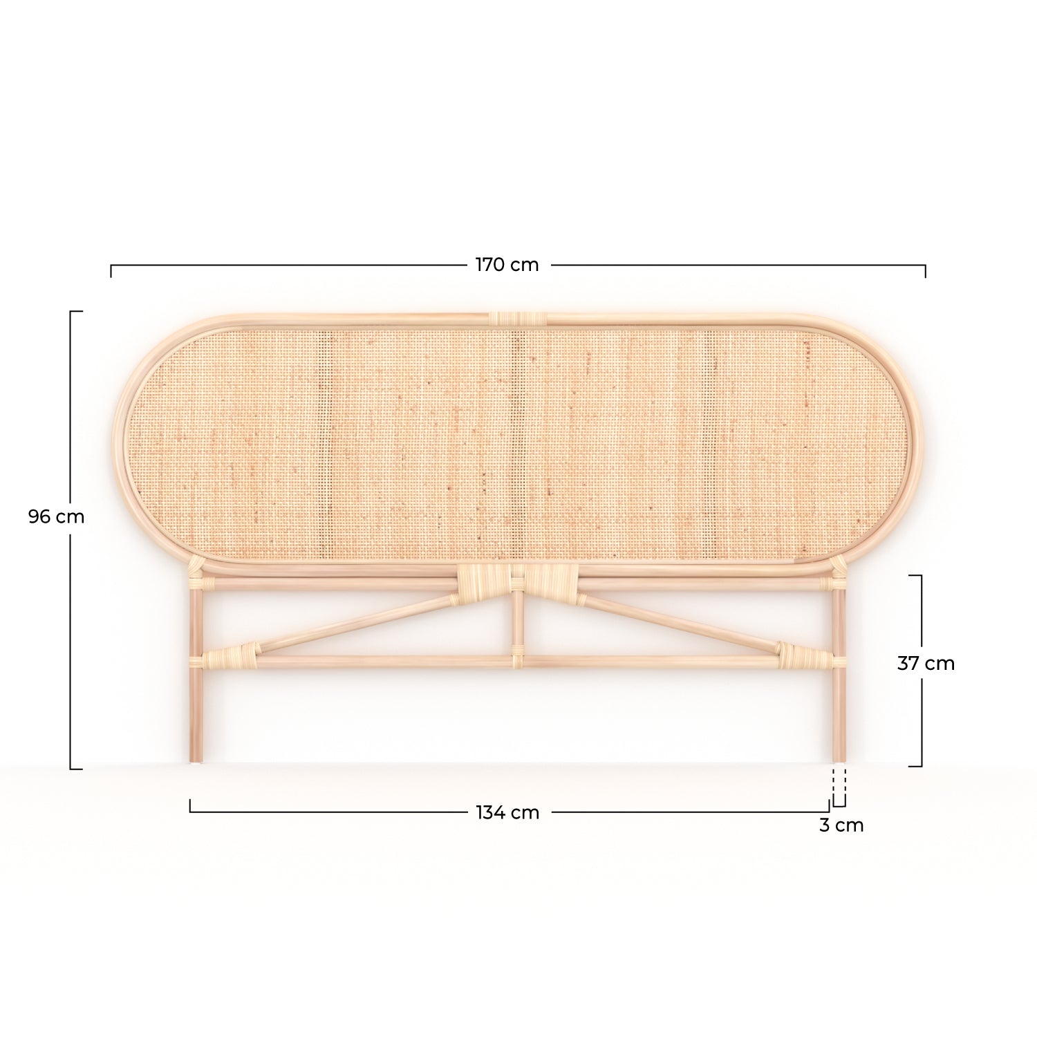 testata matrimoniale 140cm navahino rattan naturale