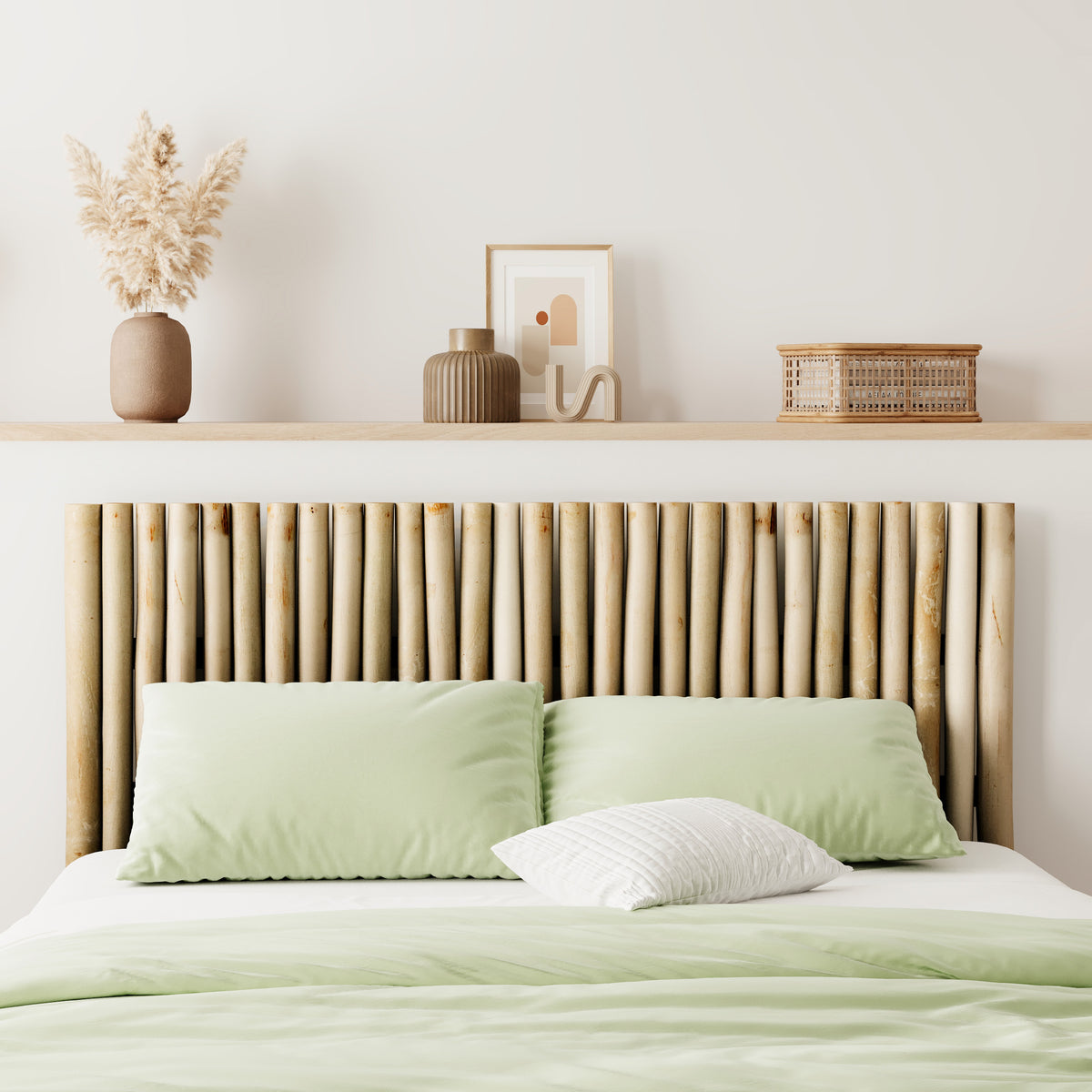 tete de lit 160 cm bois rondin