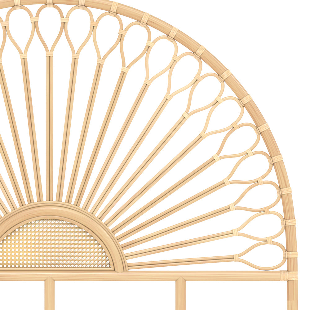 testiera di letto alan 140 cm in rattan naturale