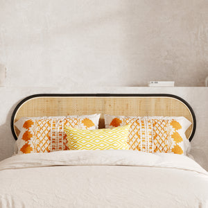 testata letto in rattan e legno nero 140 cm rdv deco