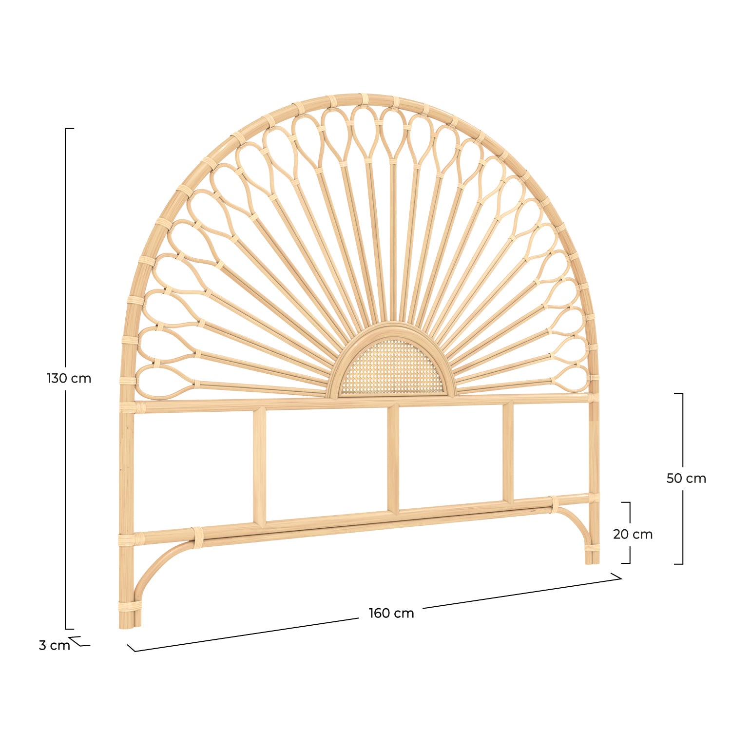 tete de lit en rotin naturel 60 cm alan
