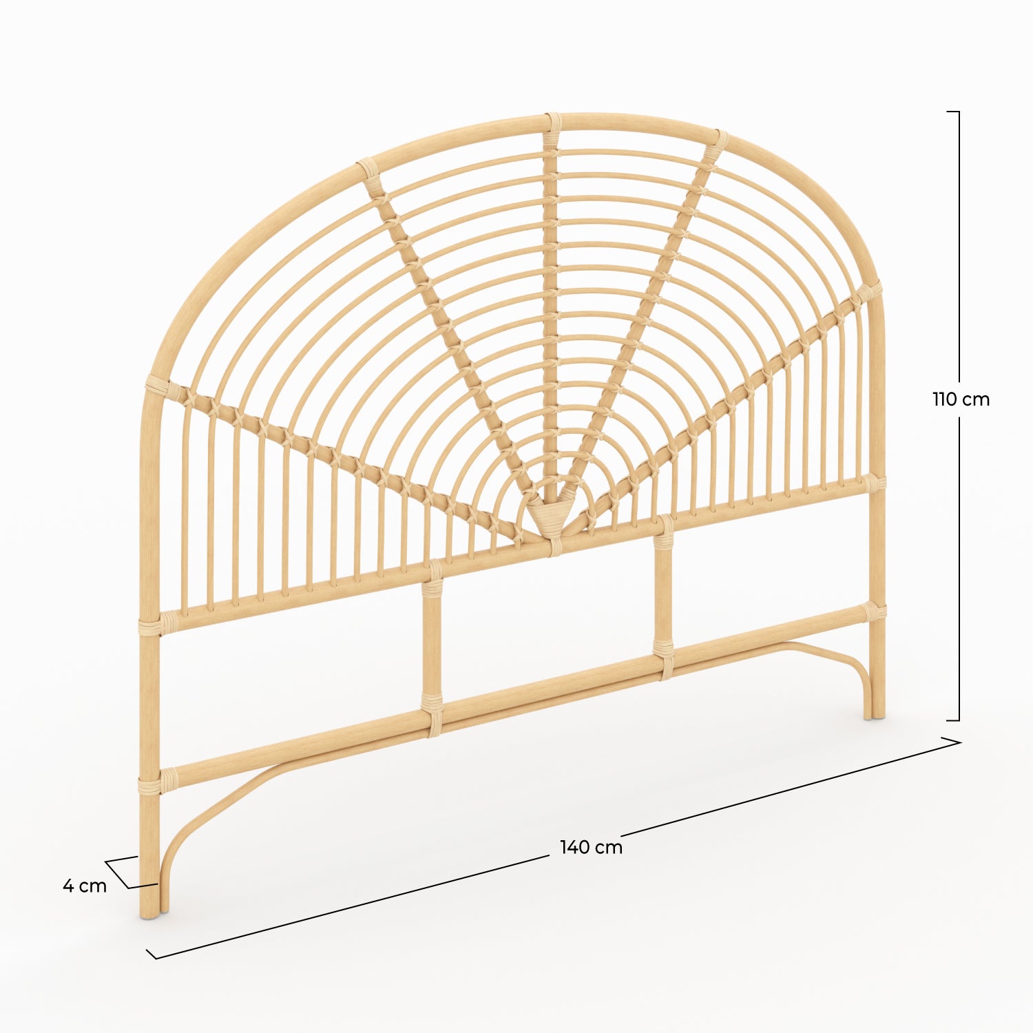 testiera in rattan selena 140 cm fondo beige