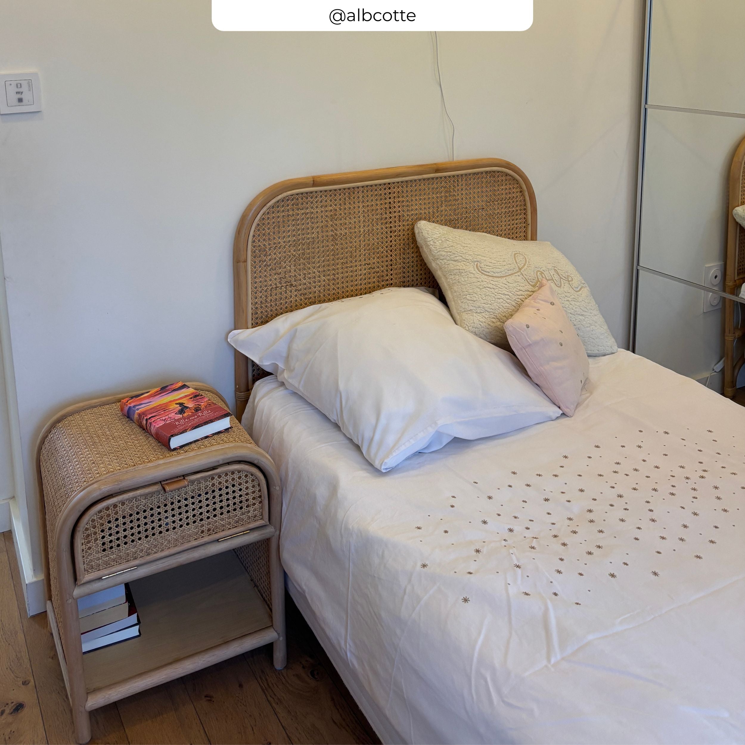 Tête de lit Naira rotin et cannage 90 cm