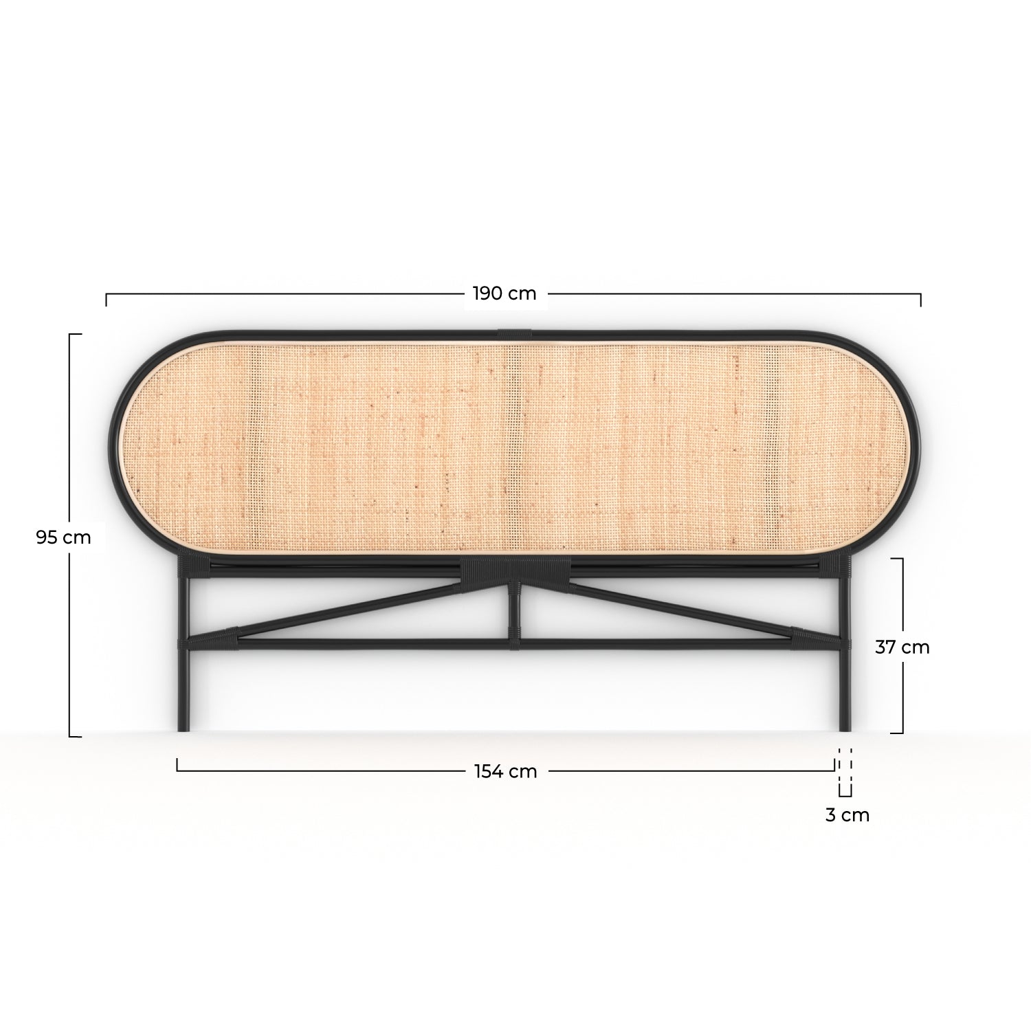 Tête de lit Navahino noir rotin 160cm