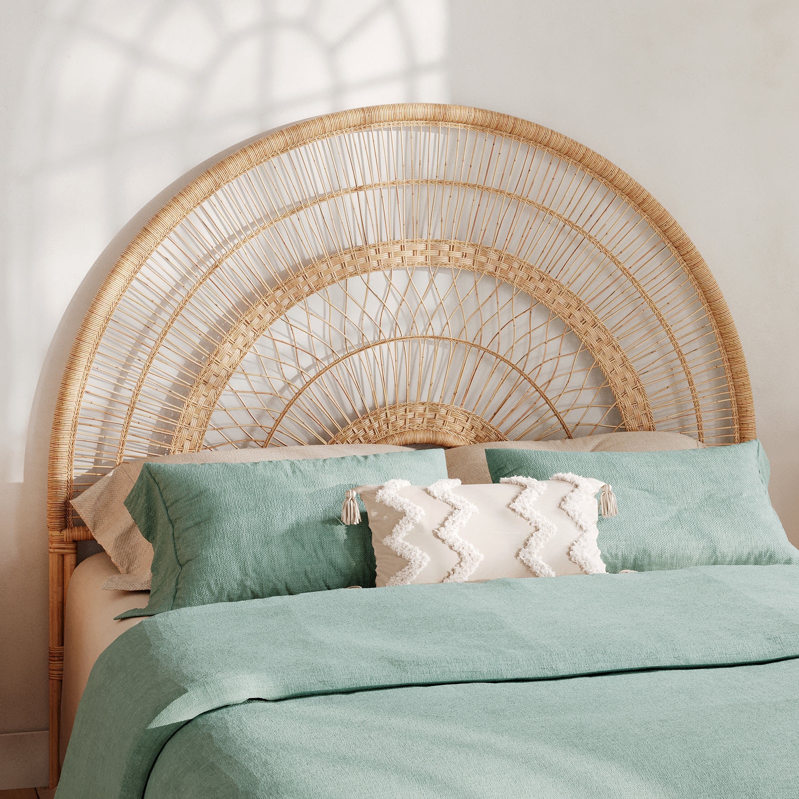 Tête de lit rotin arrondie Asteria 140 cm