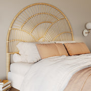testata del letto Selene 160 cm in rattan arrotondata