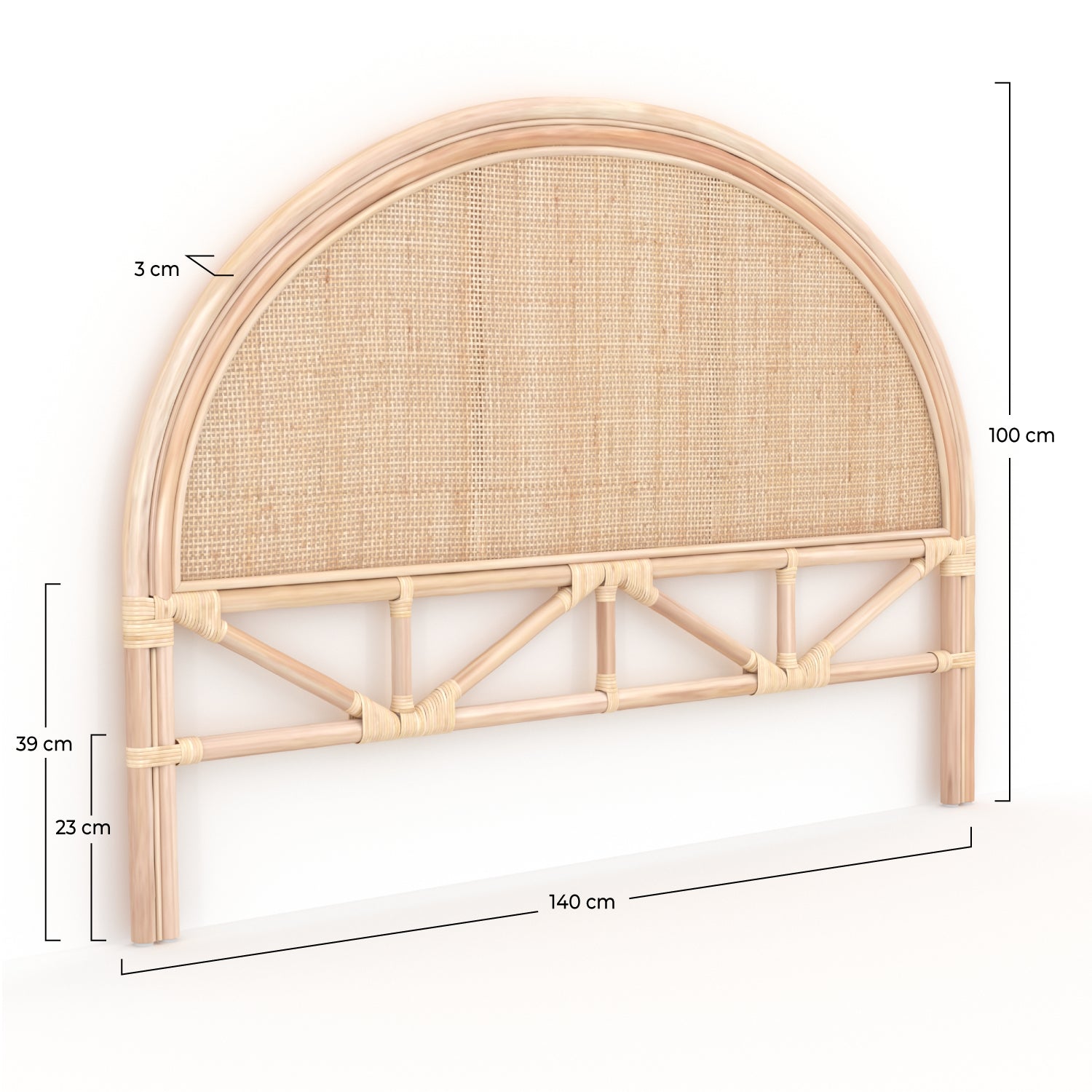 Tête lit bohème madya 140cm rotin 1