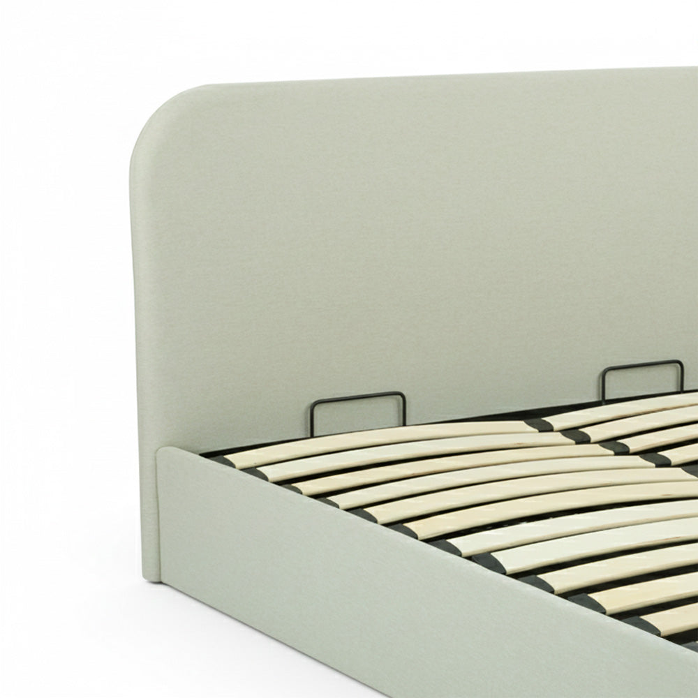 Tilly lit 160x200 coffre tissu gris beige