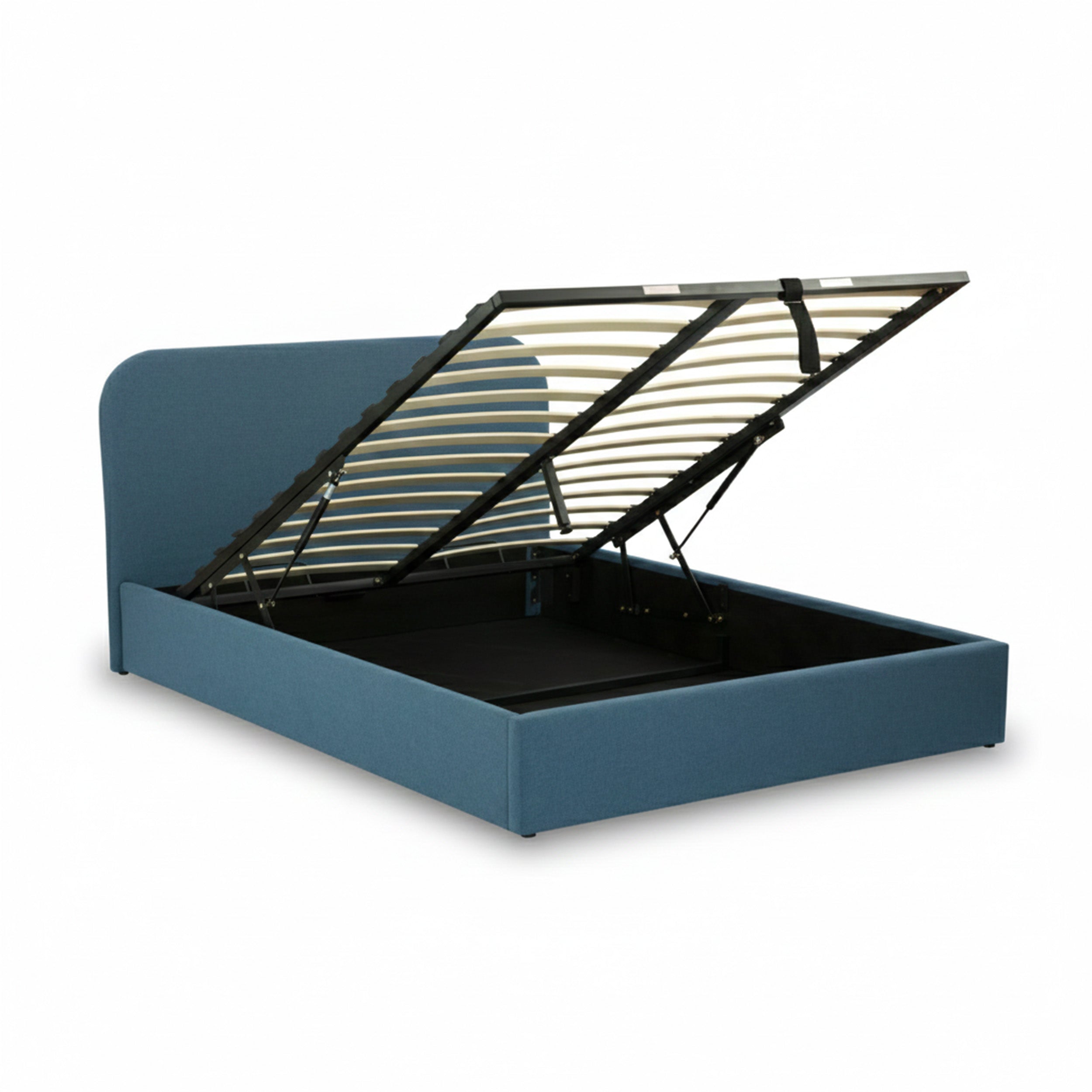 Tilly lit coffre bleu tissu 160x200